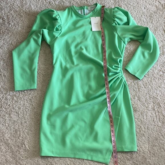 A.L.C. Mini Cady Jane Sheath Dress Crepe Ruched Spring Bouquet Green Size 12 - Picture 12 of 13